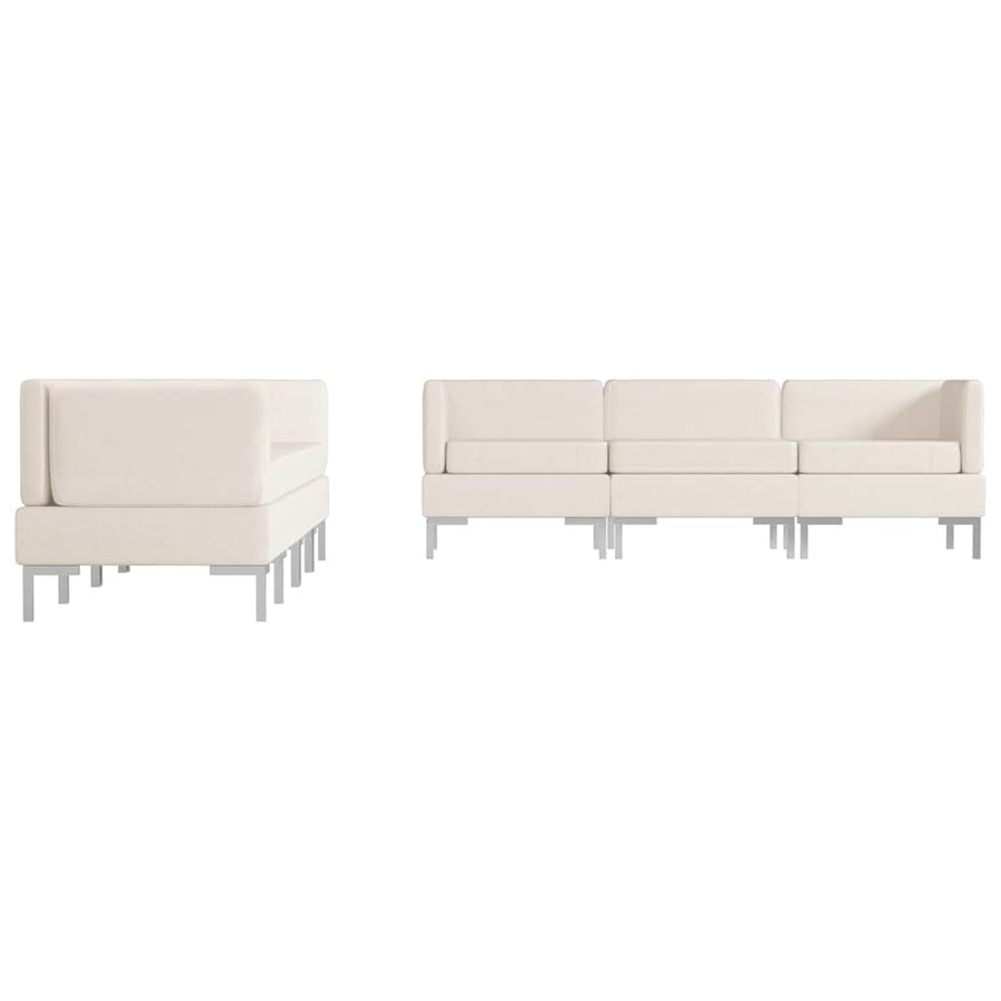 7 Piece Sofa Set Fabric Cream