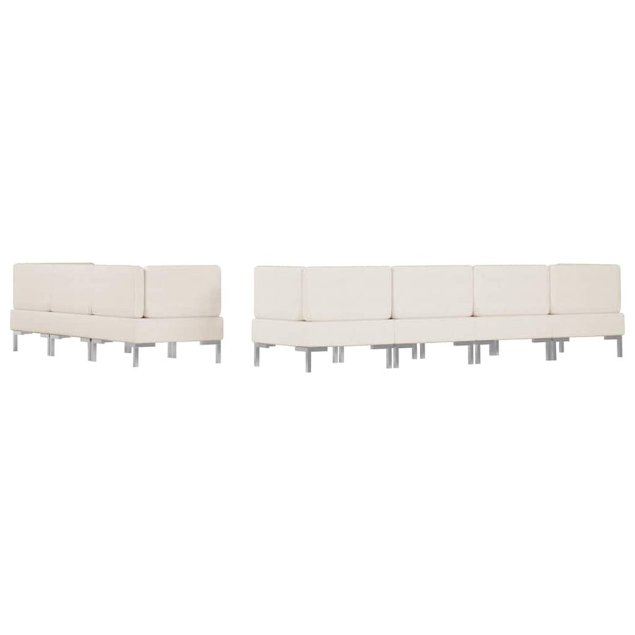 7 Piece Sofa Set Fabric Cream