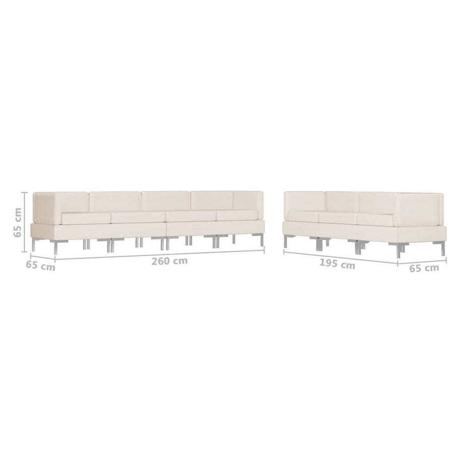 7 Piece Sofa Set Fabric Cream