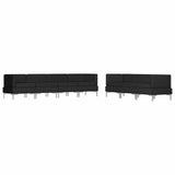 7 Piece Sofa Set Fabric Black