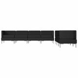 7 Piece Sofa Set Fabric Black