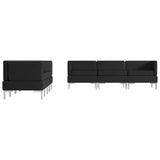 7 Piece Sofa Set Fabric Black