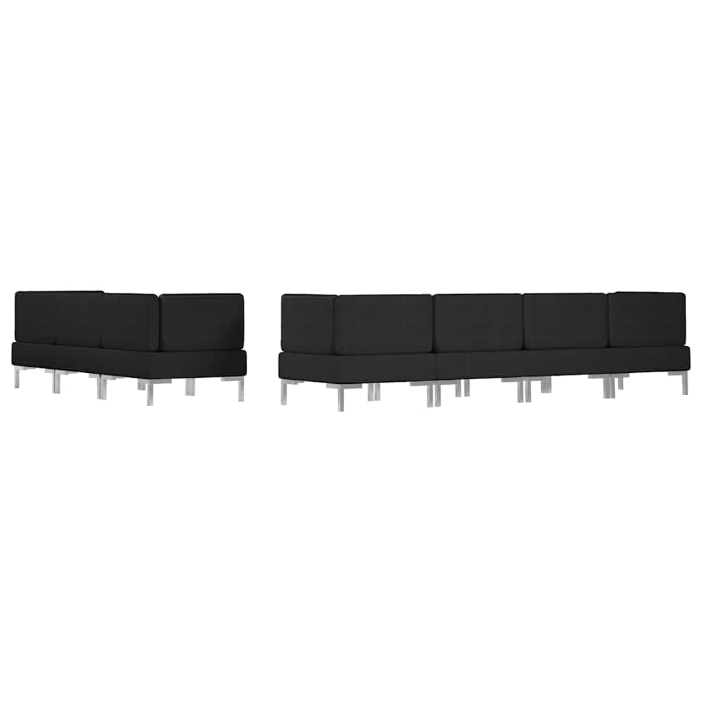 7 Piece Sofa Set Fabric Black