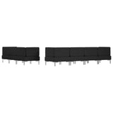 7 Piece Sofa Set Fabric Black