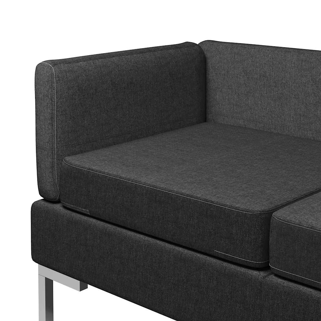 7 Piece Sofa Set Fabric Black