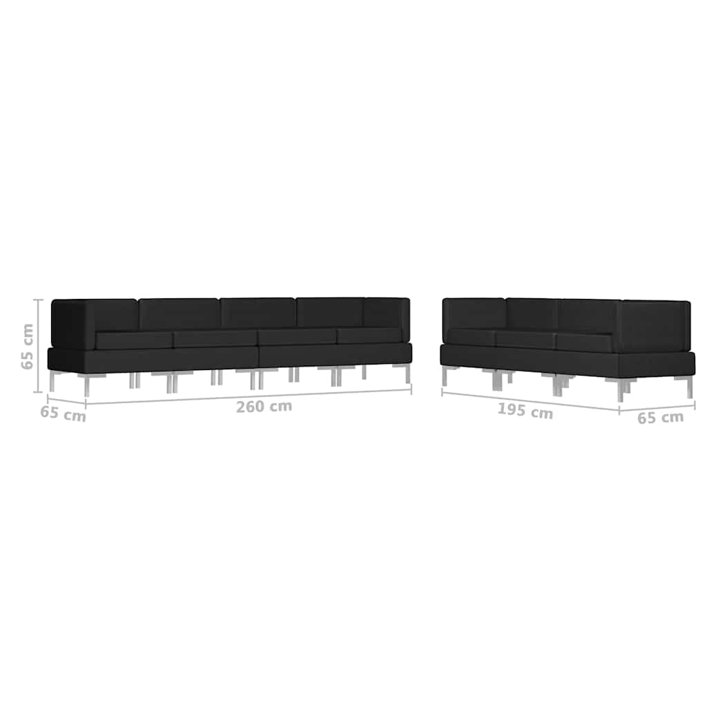 7 Piece Sofa Set Fabric Black
