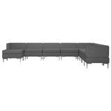 9 Piece Sofa Set Fabric Dark Grey - Side View