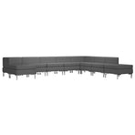 9 Piece Sofa Set Fabric Dark Grey