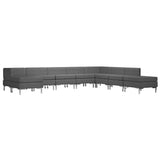 9 Piece Sofa Set Fabric Dark Grey - Front View