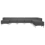 9 Piece Sofa Set Fabric Dark Grey