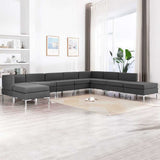 9 Piece Sofa Set Fabric Dark Grey