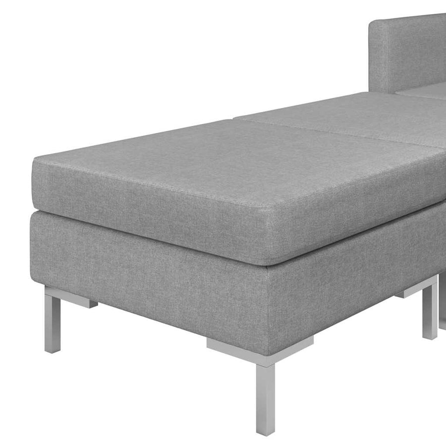 10 Piece Sofa Set Fabric Light Grey