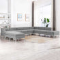 10 Piece Sofa Set Fabric Light Grey