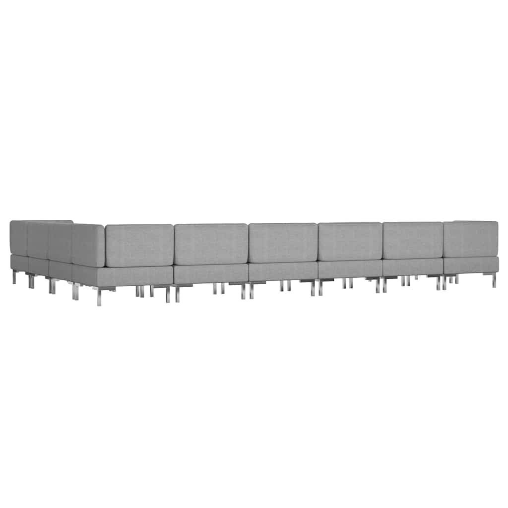 10 Piece Sofa Set Fabric Light Grey