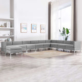10 Piece Sofa Set Fabric Light Grey