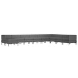 10 Piece Sofa Set Fabric Dark Grey - Front View