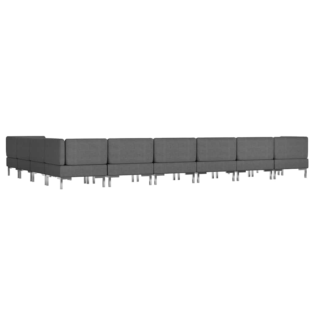 10 Piece Sofa Set Fabric Dark Grey