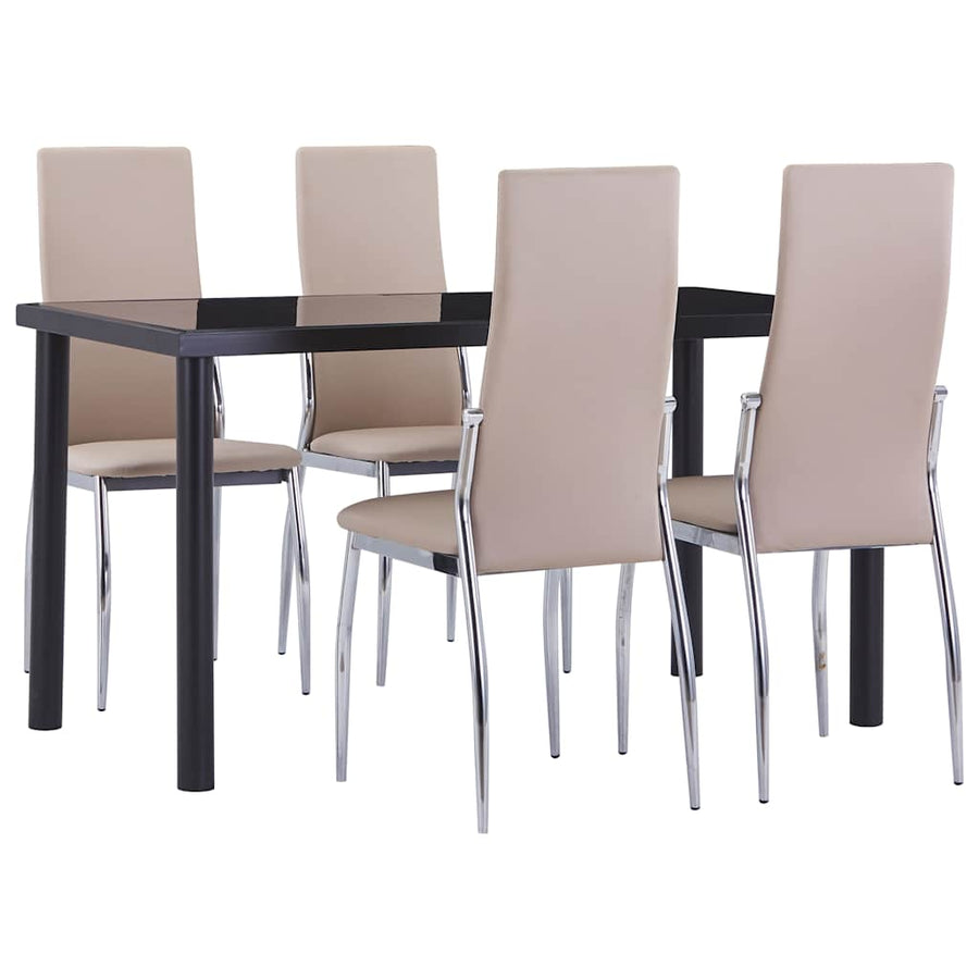 5 Piece Dining Set Faux Leather Cappuccino