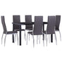 7 Piece Dining Set Faux Leather Grey