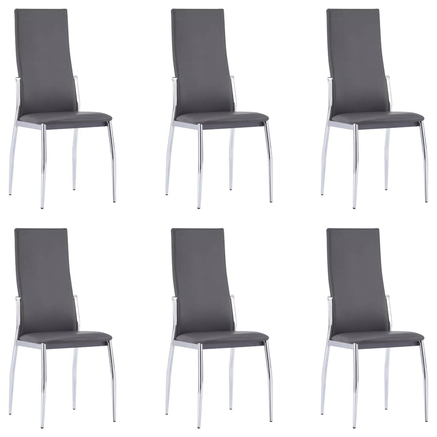 7 Piece Dining Set Faux Leather Grey