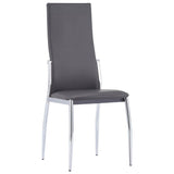7 Piece Dining Set Faux Leather Grey - Close-Up Angle