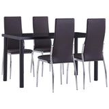 5 Piece Dining Set Faux Leather Brown