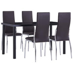 5 Piece Dining Set Faux Leather Brown