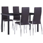 5 Piece Dining Set Faux Leather Brown