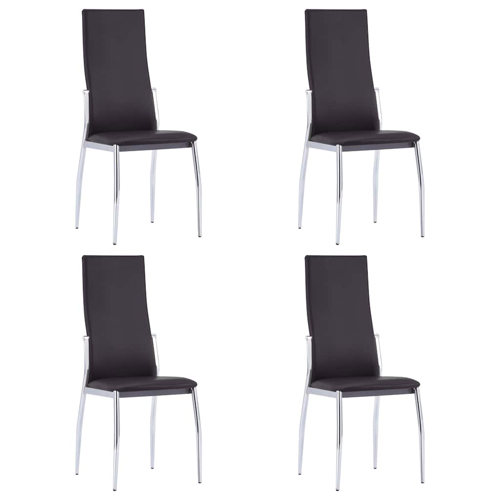 5 Piece Dining Set Faux Leather Brown
