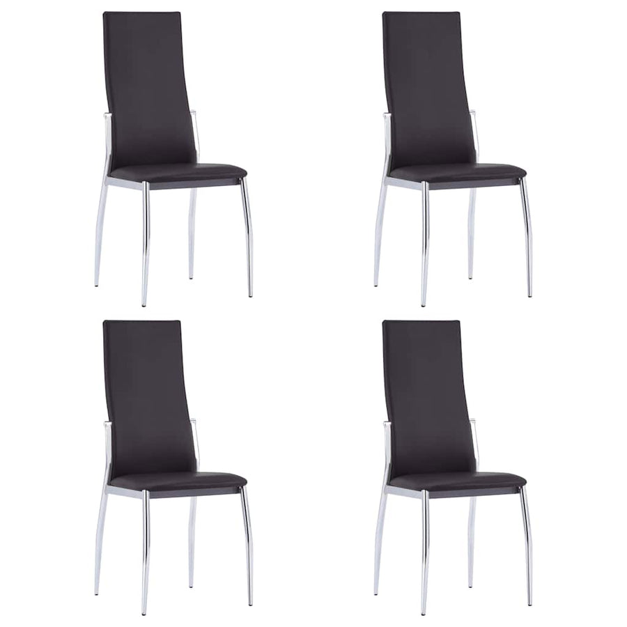 5 Piece Dining Set Faux Leather Brown