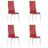 5 Piece Dining Set Faux Leather Red