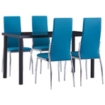 5 Piece Dining Set Faux Leather Blue
