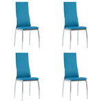 5 Piece Dining Set Faux Leather Blue