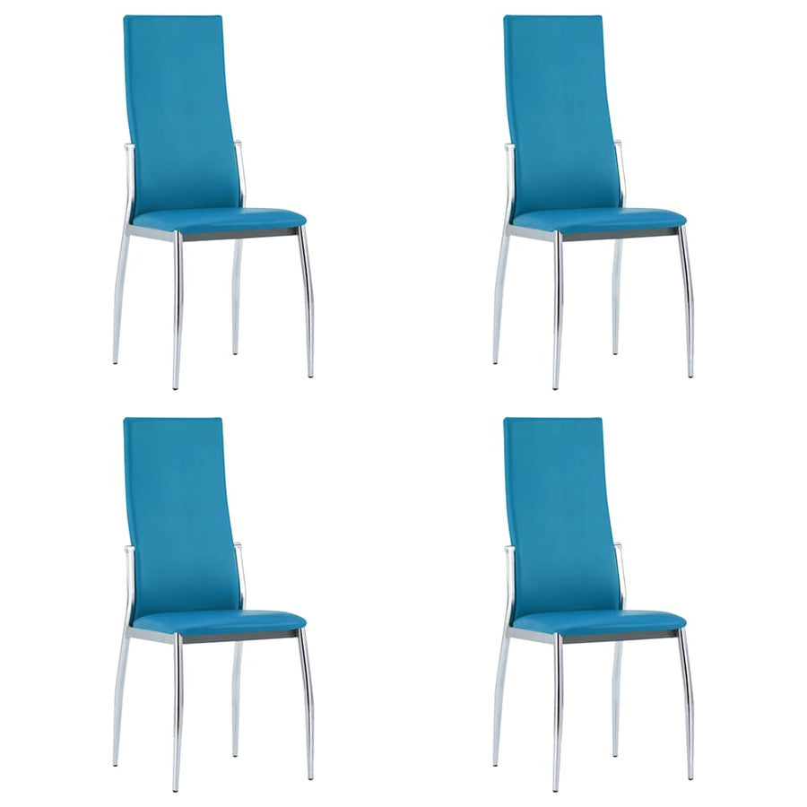 5 Piece Dining Set Faux Leather Blue