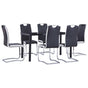7 Piece Dining Set Faux Leather Black