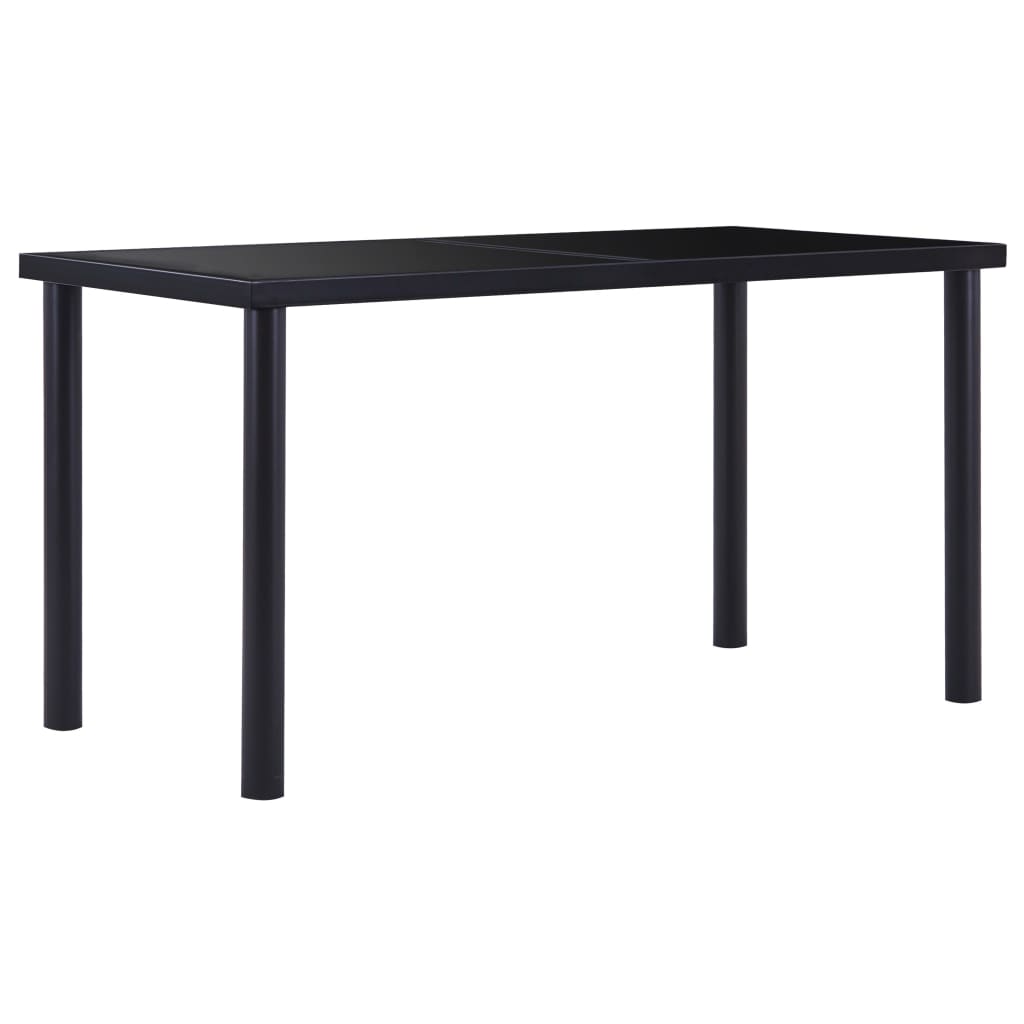 7 Piece Dining Set Faux Leather Black
