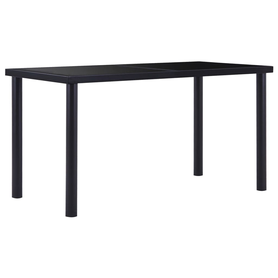 7 Piece Dining Set Faux Leather Black