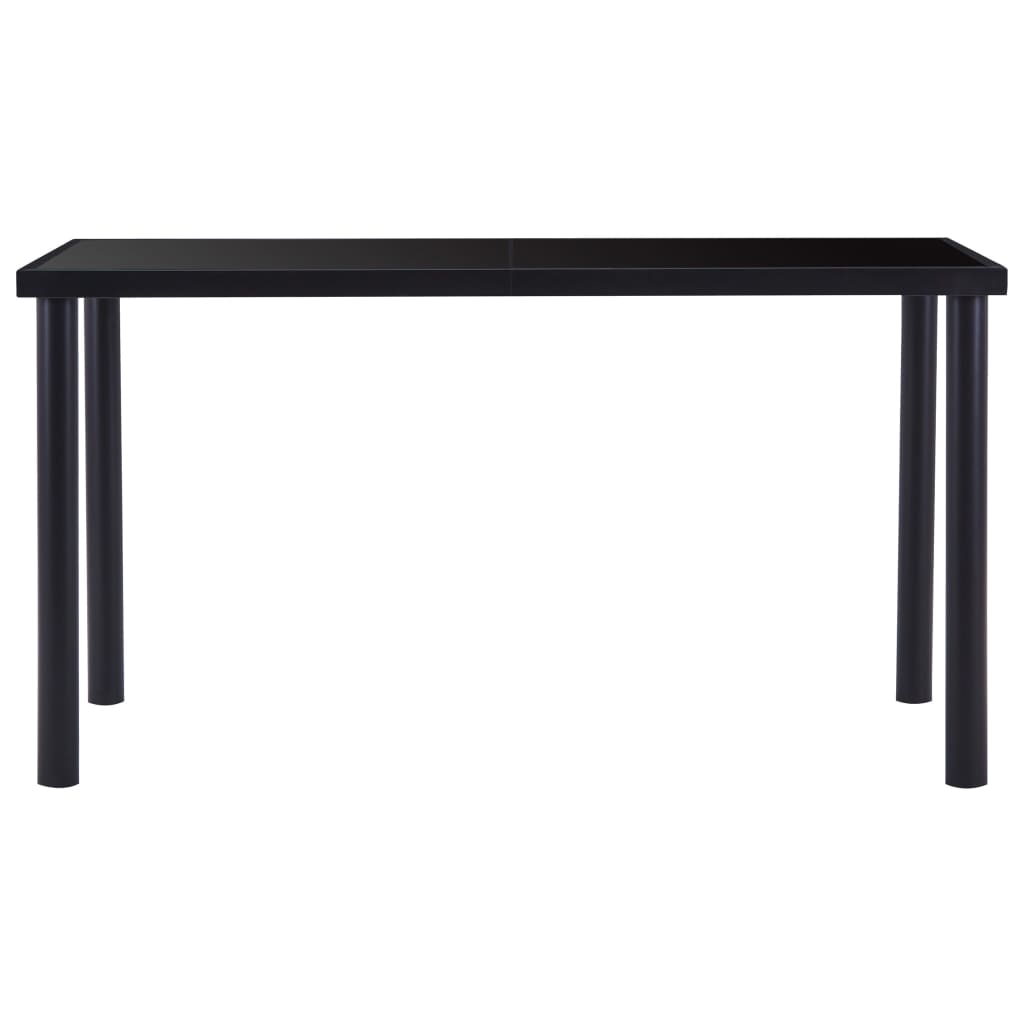 7 Piece Dining Set Faux Leather Black