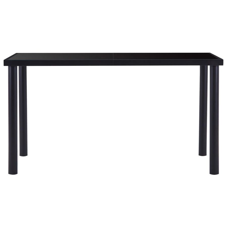 7 Piece Dining Set Faux Leather Black