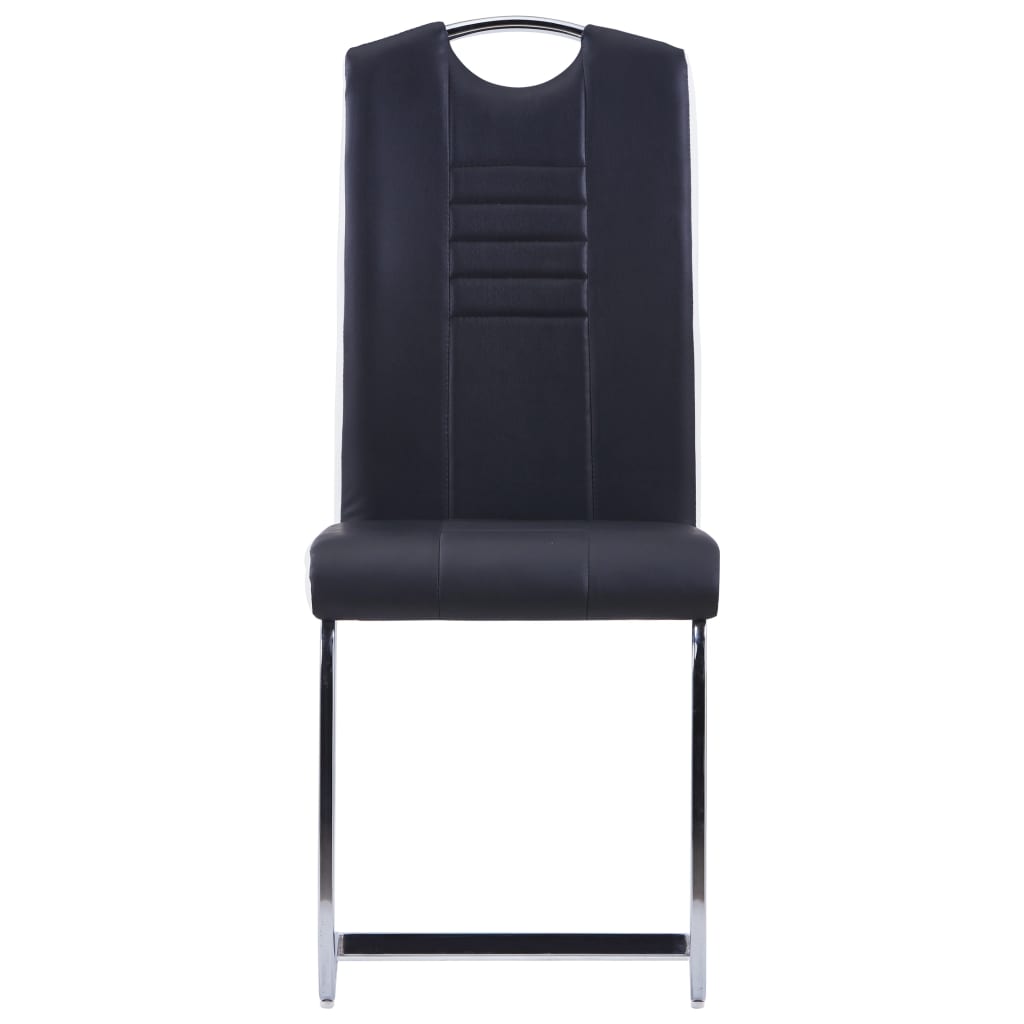 7 Piece Dining Set Faux Leather Black