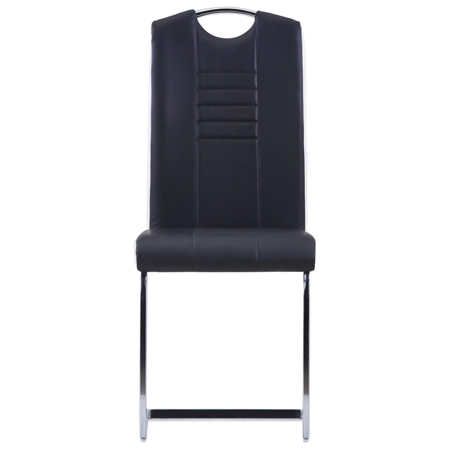 7 Piece Dining Set Faux Leather Black