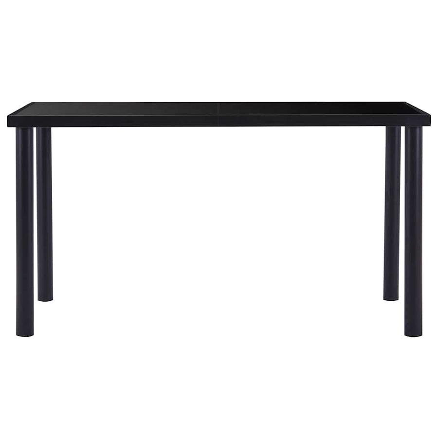 5 Piece Dining Set Faux Leather Black