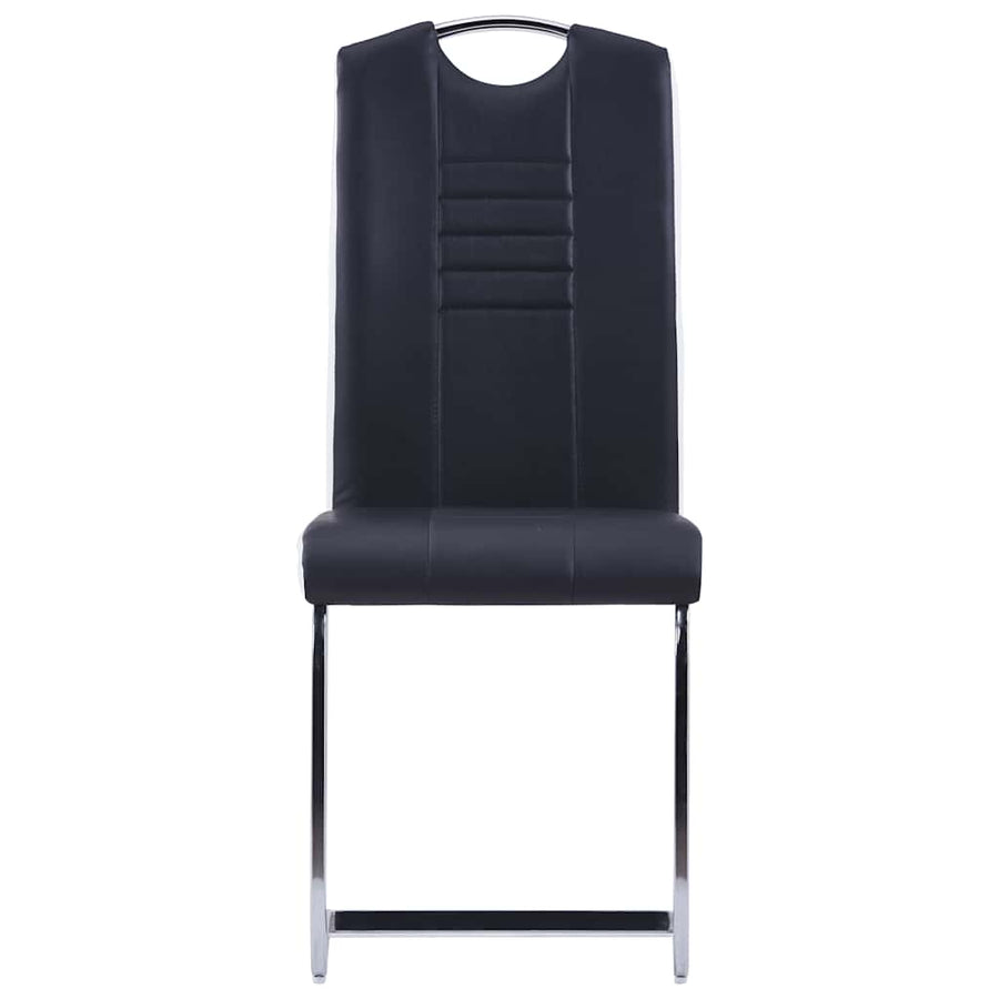 5 Piece Dining Set Faux Leather Black