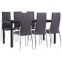7 Piece Dining Set Faux Leather Grey