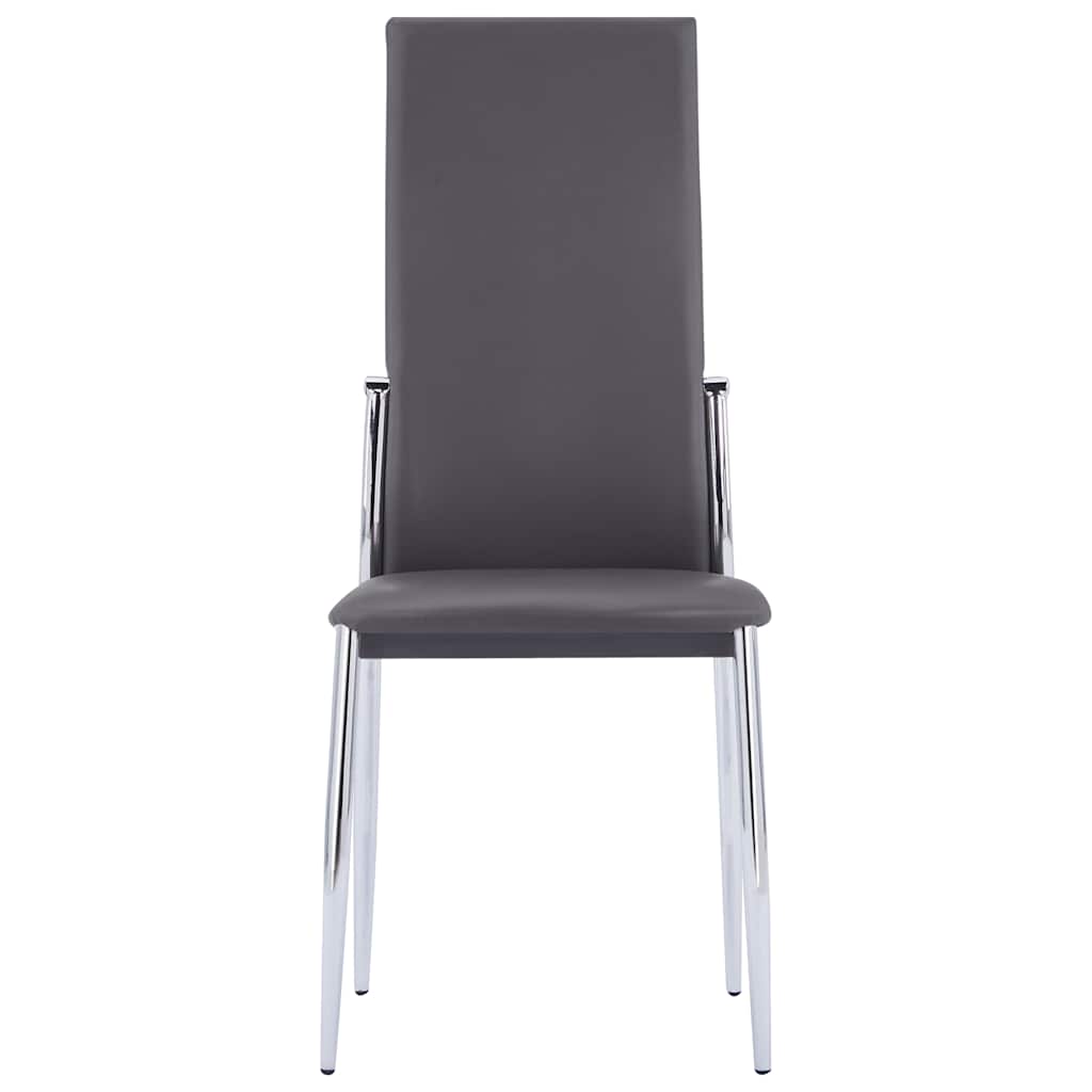 9 Piece Dining Set Faux Leather Grey