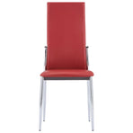 7 Piece Dining Set Faux Leather Red