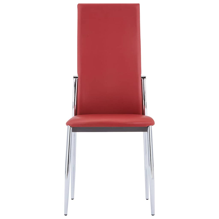 9 Piece Dining Set Faux Leather Red
