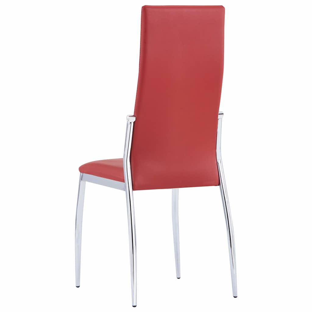 9 Piece Dining Set Faux Leather Red