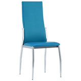 9 Piece Dining Set Faux Leather Blue