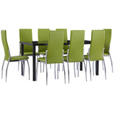 9 Piece Dining Set Faux Leather Green